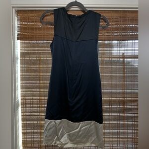 Theory Black and Cream Midi Dress